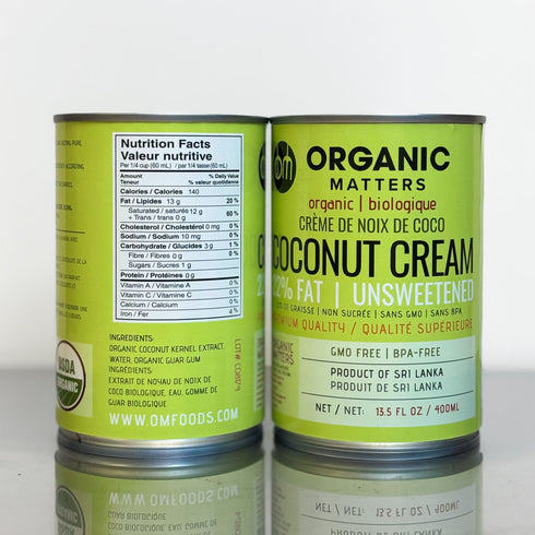 ORGANIC COCONUT CREAM, 22% fat, unsweetened